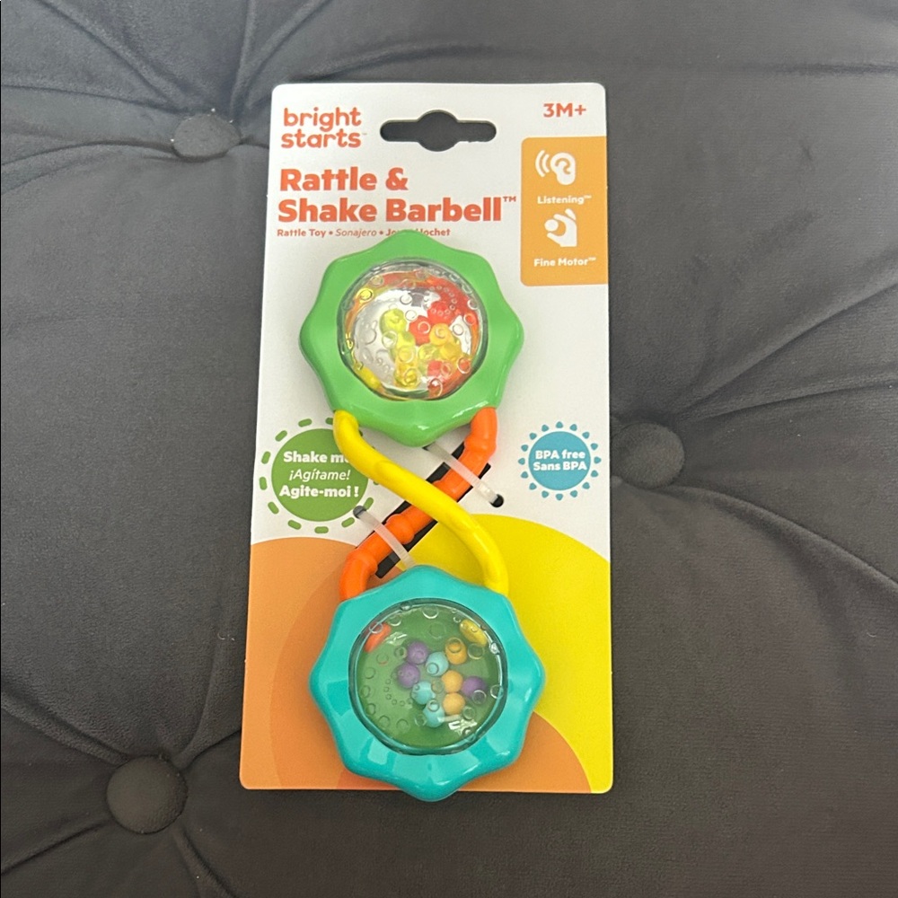 Bright Starts Rattle & Shake Barbell Toy - Green and Orange